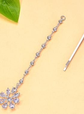 跨境花朵眉心坠民族风简约印度婚礼头饰精致水钻配饰Maang Tikka