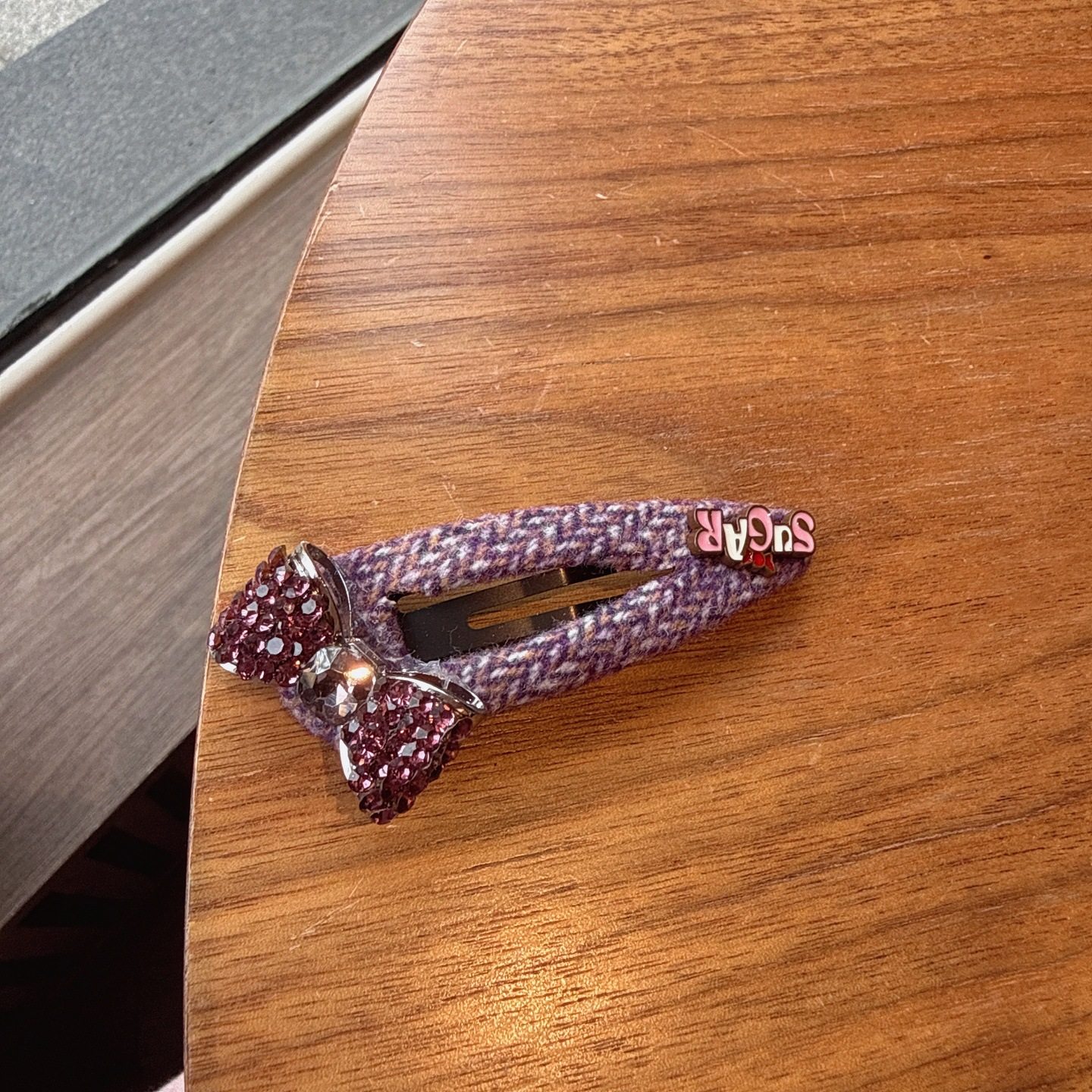 韩国重工满钻轻奢侧边夹BB夹气质紫色系水钻蝴蝶结刘海夹女掰掰夹,淘宝优惠券,粉丝福利购,淘宝优惠卷