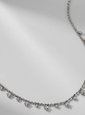 简约合金珠链锆石吊坠项链