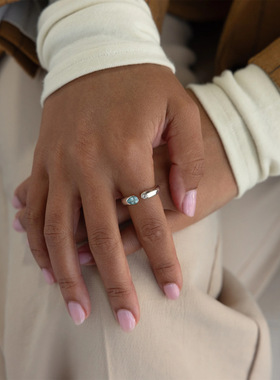 不锈钢十二月生辰石戒指12月诞生石戒指炉内真空电镀18k真金