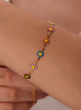 小雏菊链条短款锁骨项链手链