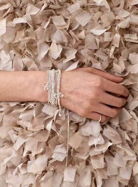 手工银色多层细款中长款项链