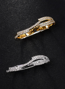 爆闪水钻双指开口指环小众