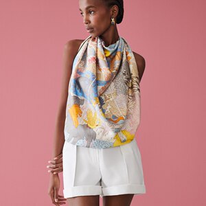 支持鉴定！全新正品爱马仕方巾丝巾真丝围巾动物狂欢90cm嘉年华