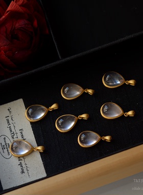 原创设计纯银粉水晶水滴项链