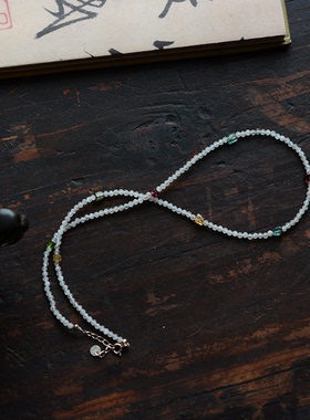 天然蓝月光碧玺宝石纯银项链