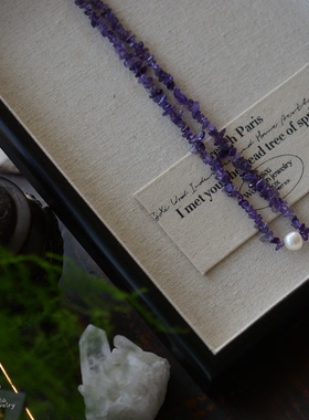 原创 睡莲 天然紫水晶随形【s925纯银】淡水珍珠 复古油画般 项链