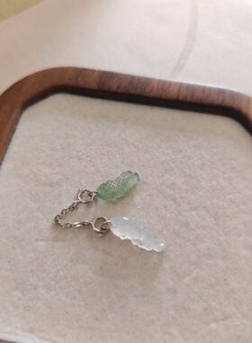 天然缅甸翡翠A货冰种翡翠鱼飘花 锦鲤 提溜钥匙扣手机链