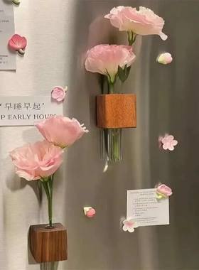 DecoHub插花器冰箱贴手作做旧磁吸磁性黑白板实木中古风复古花艺