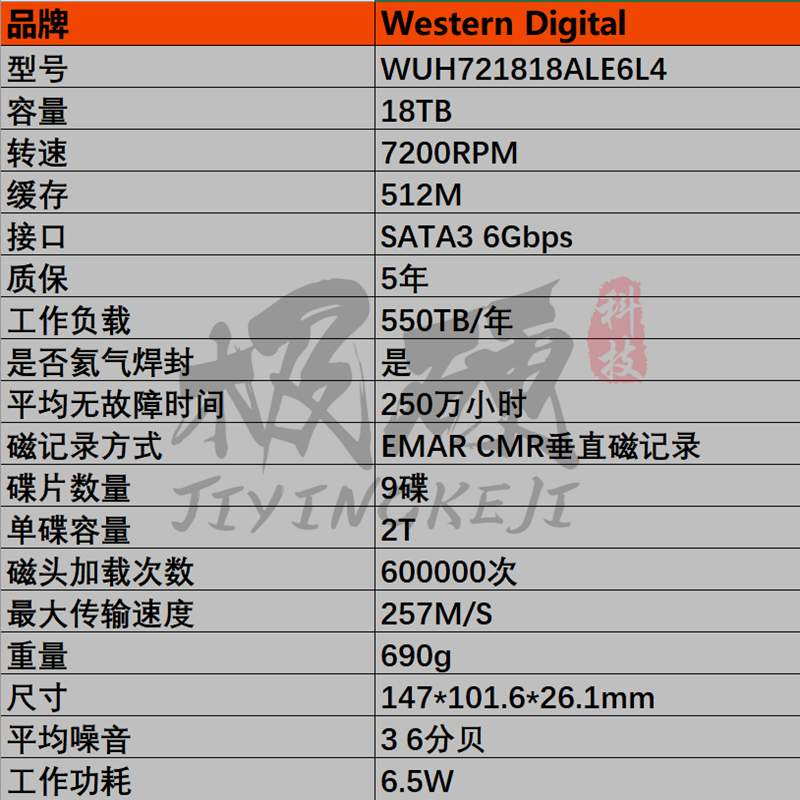 other 见描述国行WD西数 HC550氦气18T TB SATA企业级机械硬盘WUH - 图0