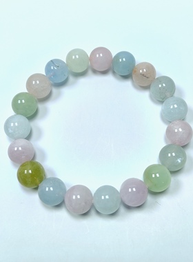 天然水晶摩根石彩色手链招桃花招财女学生闺蜜清新森系粉水晶手串