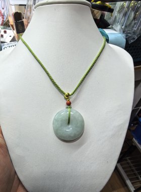 (金标153)天然翡翠A货平安扣吊坠25MM左右配鉴定证书