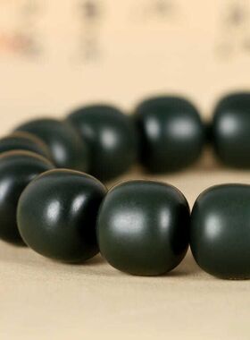 (AAA)新疆和田玉青玉老型珠手串塔青玉细料男女款手链时尚古风