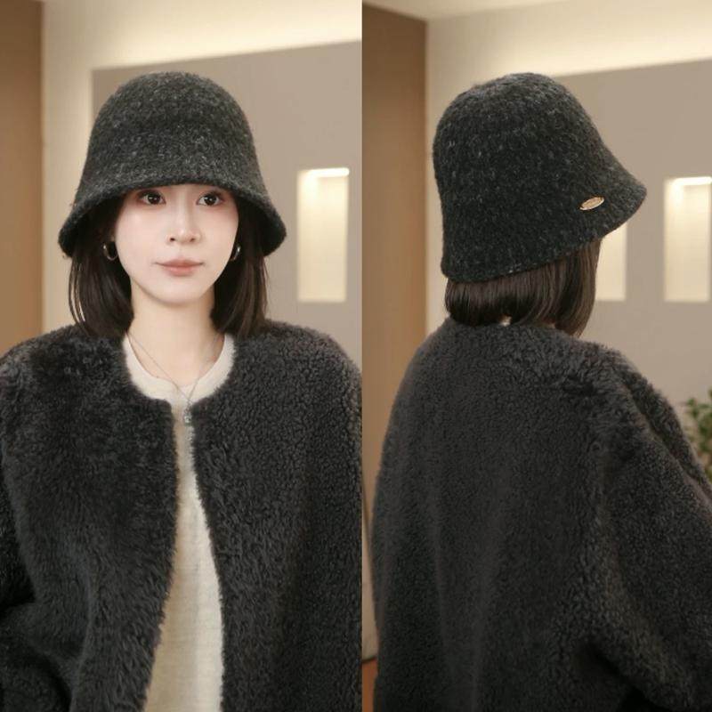 小香风格针织渔夫帽女秋冬韩版百搭显脸小水桶帽时尚开叉毛线盆帽,淘宝优惠券,粉丝福利购,淘宝优惠卷