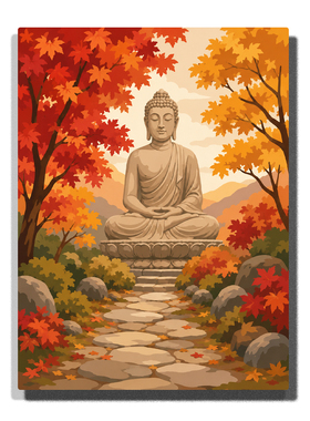 禅意莲花佛像24色丙烯数字油画