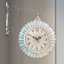 Fashion Han Style Mute bifacial clock Living room Creative Two sides hanging bell Bedroom Modern field Park personality hanging sheet quartz clock