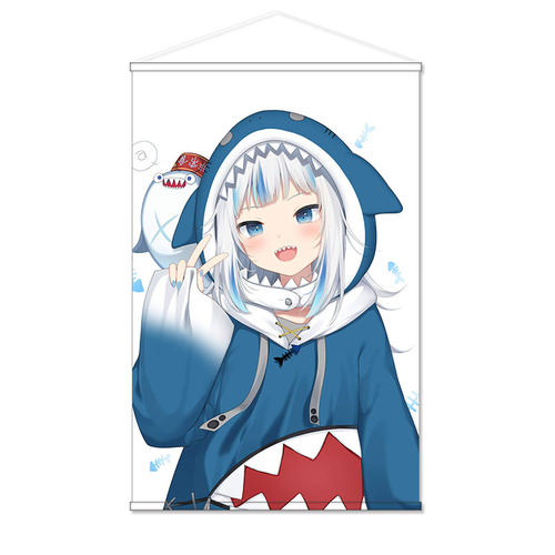 Gawr Gura 噶呜古拉 vtuber周边日式贡缎包轴挂画墙贴海报可定制 - 图3