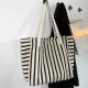 Classic striped canvas bag, versatile, double-sided, large capacity