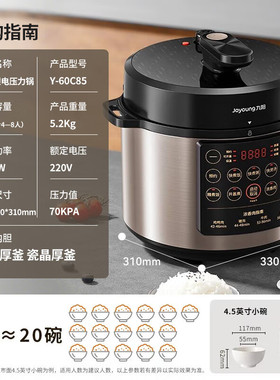 九阳电压力锅6升家用多功能双胆