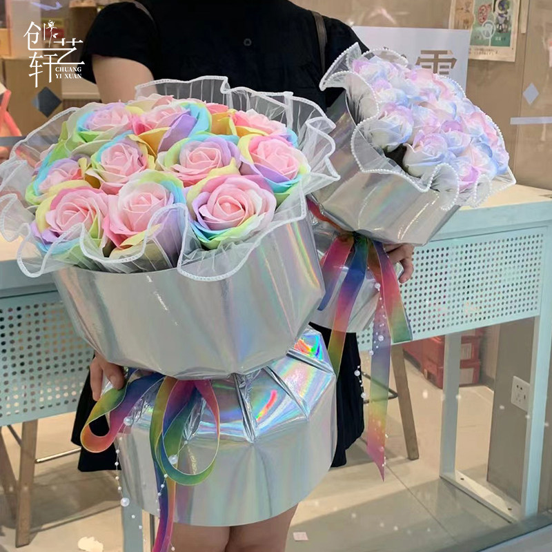 小香风花束定型片包花硬卡纸迷你中大号鲜花包装材料插花固定加厚