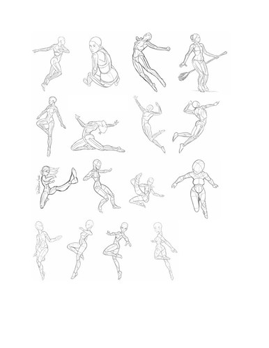 姿势动态速写 500例 人体结构骨骼提炼线稿 临摹 绘画参考素材 - 图2