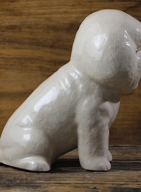 泰国手工新居手绘动物存白色卷毛比熊犬狗狗储蓄罐家居摆件礼钱罐