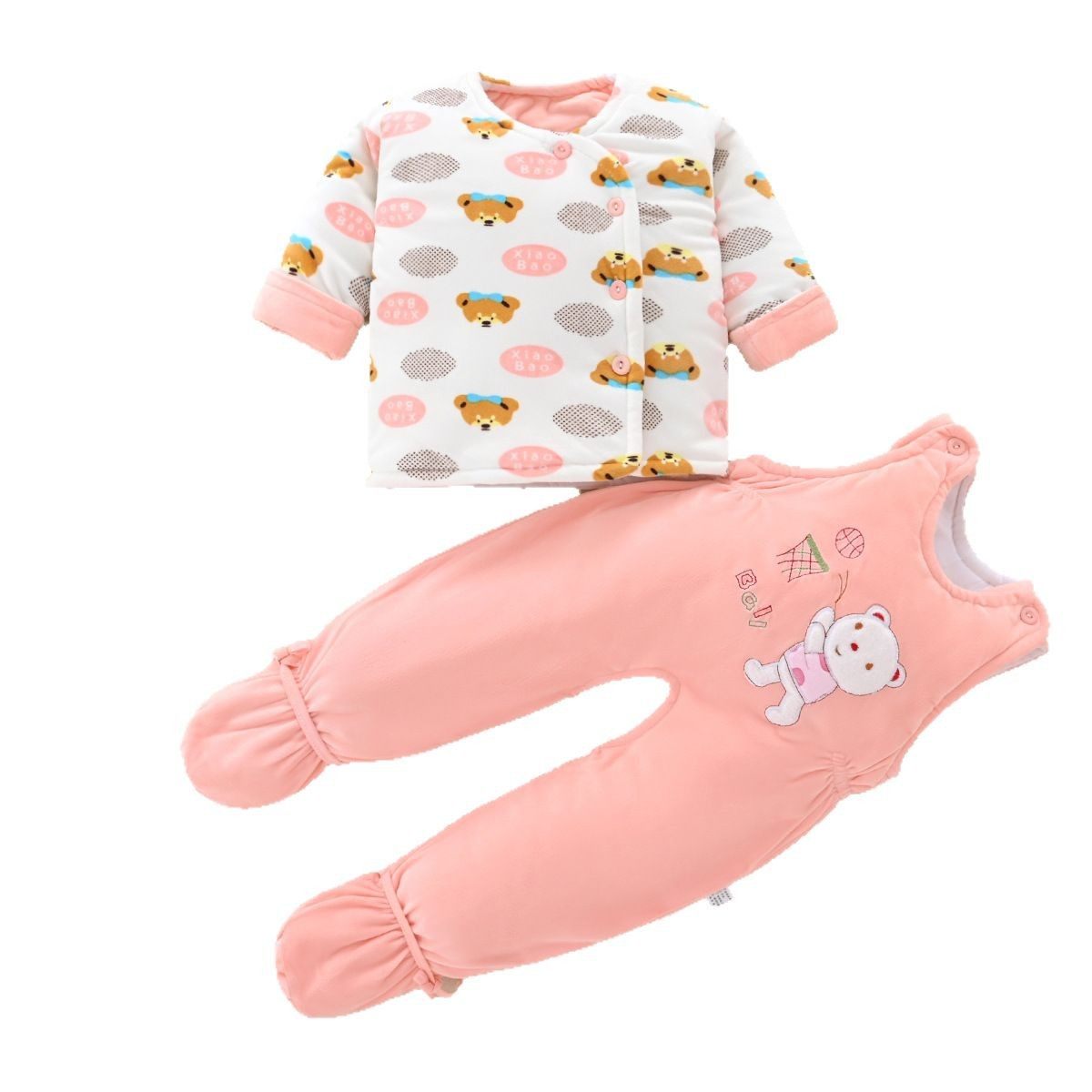 婴儿春秋冬季夹棉套装新生儿包脚开裆棉衣两件套男女宝宝棉袄棉裤,淘宝优惠券,粉丝福利购,淘宝优惠卷