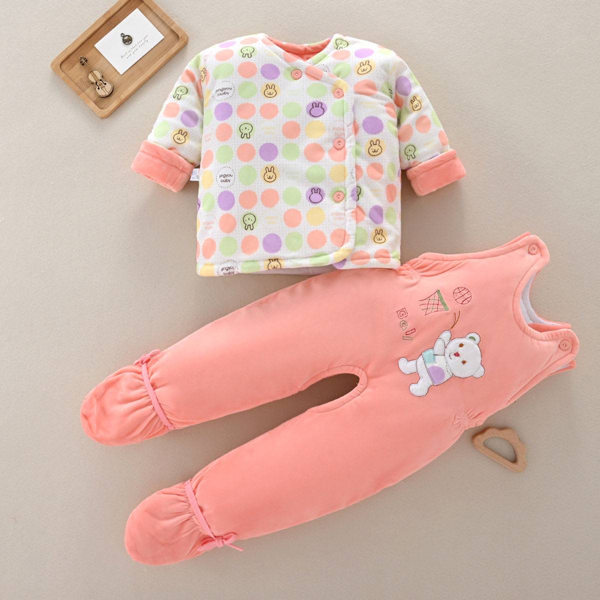 婴儿春秋冬季夹棉套装新生儿包脚开裆棉衣两件套男女宝宝棉袄棉裤,淘宝优惠券,粉丝福利购,淘宝优惠卷