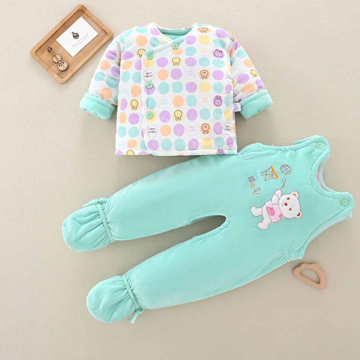 婴儿春秋冬季夹棉套装新生儿包脚开裆棉衣两件套男女宝宝棉袄棉裤,淘宝优惠券,粉丝福利购,淘宝优惠卷