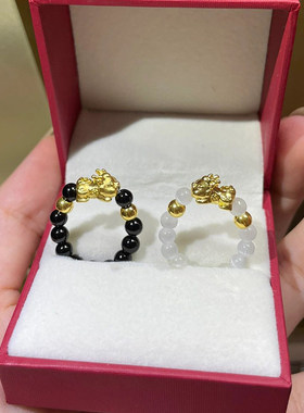 黄金貔貅宝宝戒指女2025新款999足金编织指环戒生日送女友