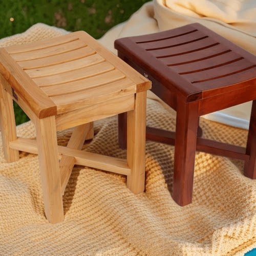 凳子老人洗澡凳浴室凳餐凳田园家用实木高凳换鞋凳  防水淋浴房凳 - 图3