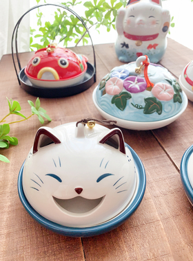 鱼牵牛花猪陶香熏香炉驱蚊器摆件