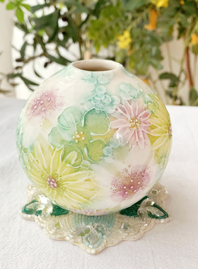 陶器球型迷你台面小花瓶花器