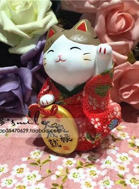 锦彩和服招财猫爱情招福金运摆件