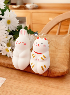 达摩兔猫相扑招财福家居桌面摆件