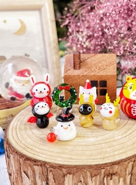 小摆件圣诞节万圣节猫兔富士山