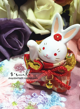 车载摆件锦彩花衣招财兔祈愿兔