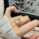 Super white ruby full diamond ring golden wide row ring