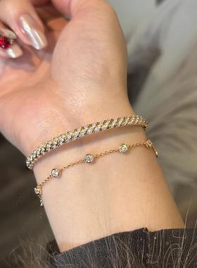 重工气质超闪的半圈半钻麻花手镯