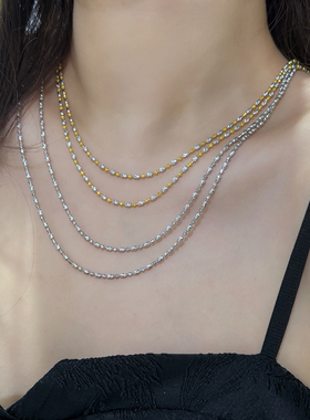 意大利车花双色米珠可调节项链