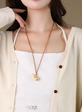金色葫芦吊坠长款大气高级感项链