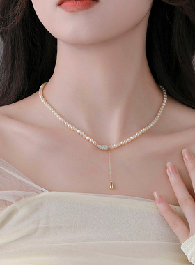 轻奢设计感珍珠流苏项链