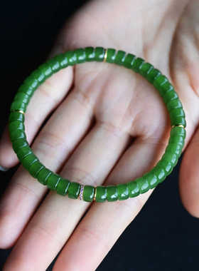 新中式国潮风天然和田玉碧玉手串