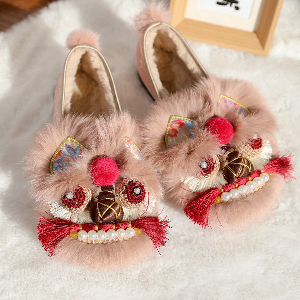 棉鞋【胭脂糯】手工虎头鞋女成人传统老北京布鞋冬款加绒粉色包跟,淘宝优惠券,粉丝福利购,淘宝优惠卷