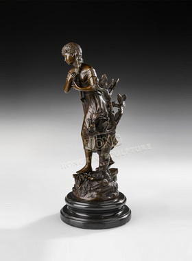 鸿鑫雕塑黄铜工艺品春天少女摆件