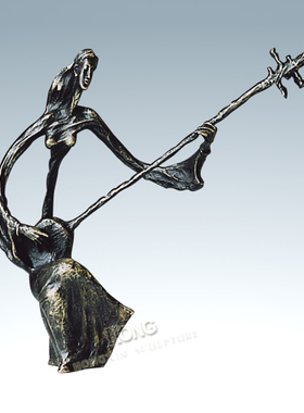 古琴抽象人物书房玄关桌面摆件