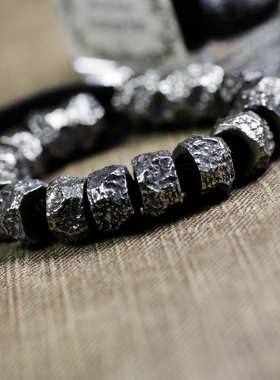 陨石坑合金天珠配饰散珠子几何手串手链手环藏式文玩串珠可调节