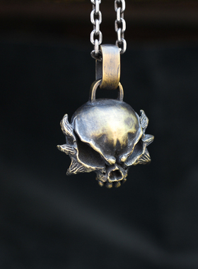 钥匙扣挂件骷髅项链纯银男女吊坠