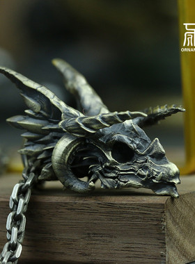 新品原创纯银颅骨吊坠项链骷髅