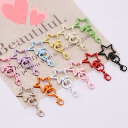 糖果色龙虾扣五角星星星钥匙扣狗扣彩色喷漆门扣挂件拼豆diy配件 - 图3